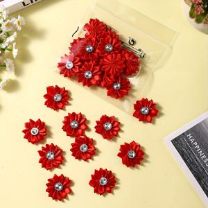 TEMU 15개 폴리에스터 꽃 라인스톤 장식, 손으로 재단된 다각도 아크릴 뾰족한 연꽃, 직경 4CM의 패브릭 공예 꽃 장식, 헤어 장식 및 공연 의상 장식, 리본, 머리띠 재료