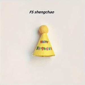 TEMU 강아지 생일 모자와 턱받이 세트 - 사랑스러운 장식품