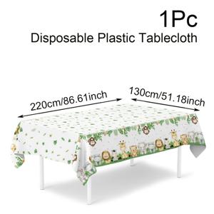 TEMU 1pc 정글 사파리 일회용 플라스틱 테이블보 - 생일 및 축하 행사용 야생 동물 테마 테이블 커버, 86.6