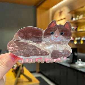 TEMU 귀여운 만화 고양이 모양 머리핀 - 아크릴 소재, 스타일, 대형 사이즈, 장난기 넘치는 디자인 요소 - 단품