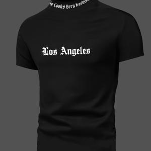 TEMU 청소년용 캐주얼 편안한 티셔츠 'Angeles' 레터 프린트 BT8305, 십대용