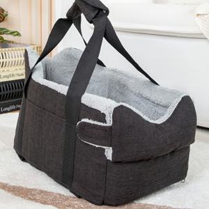 TEMU 디럭스 개 부스터 카시트 - 콘솔 스타일, 세탁 가능한 여행용 침대, 소형견용 두꺼운 메모리 폼, 최대 15파운드 지원