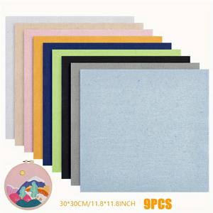 TEMU 9개입-30*30cm, 9색 자수 원단, DIY 수제 천, 크로스스티치용, 손바느질, 인형 만들기, 가방 제작 소재