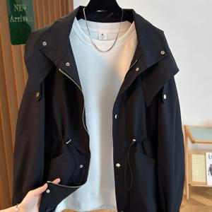 TEMU 봄/가을 트렌디 다용도 편안한 칼라 후드 드로스트링 여성용 캐주얼