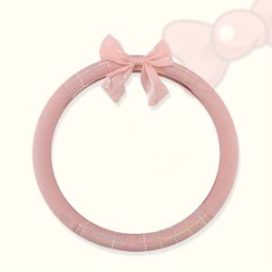 TEMU 뉴 카툰 보우 자동차 스티어링 휠 커버, 심플 여성용 귀여운 사계절 사용 가능한 핸들 커버, 차량 인테리어 용품