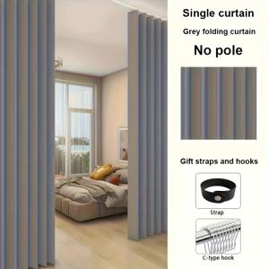 TEMU 현대적인 단색 접이식 파티션 커튼 후크 및 스트랩 포함 - 프라이버시 보호, 빛 차단, 코드 없는 디자인 거실/침실/주방용 - 다양한 색상 선택 가능, 다용도 방 분리기 | 접을 수 있는 디자인 | 쉬운 설치