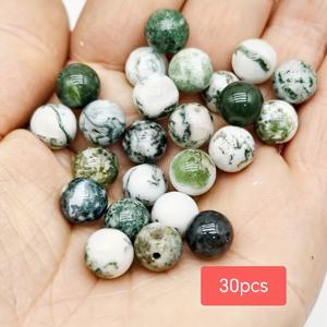 TEMU 8mm 천연 나무 패턴 아게/loose 비즈, 주얼리 제작용, 원형 나무 패턴 스톤