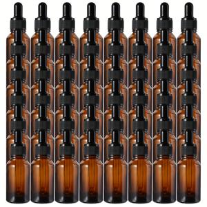 TEMU 50개 앰버 유리 스포이드 병 세트. 1Oz 및 2Oz 사이즈로 제공되며, 에센셜 오일 및 기타 액체에 적합합니다. 30ml 및 50ml 티누처 병 포함. 여행용 누출 방지 디자인.