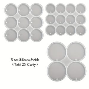 TEMU 3개입 25구형 라운드 홀 펜던트 실리콘 몰드 – 에폭시 레진 주조, 석고 태그 및 공예 프로젝트용 다중 사이즈 실리콘 몰드 (주얼리 만들기, 키체인, 액세서리 제작)