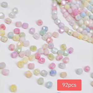 TEMU 4mm 물감 염색 다면체 세라믹 비즈, 내염색 비즈, 핸드메이드 플랫 비즈, 팔찌, 목걸이, 비즈 주얼리 장식