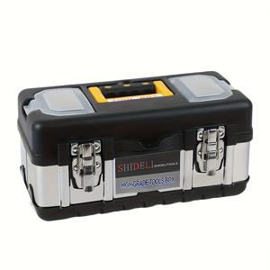 TEMU 1개 내구성 프로 산업용 다기능 공구함, 스테인리스 스틸 백, 휴대용 이중 레이어 보관 정리함, 두꺼운, 충격 방지, 방수, 동결 방지, 하드웨어, 전기공, DIY 및 자동차 수리 공구용