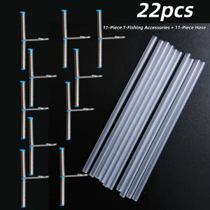 TEMU 22피스 (11T 액세서리 + 튜빙) 리버스 마운트 T자형 낚시줄 시스템 - 퀵훅 로드 클립 포함, 엉킴 방지 고효율 조립 - 바쁜 낚싯대, 플라이 낚시 및 스핀 캐스팅용 - 헤비커버리지 낚시 장비 (완전한 줄 조립)