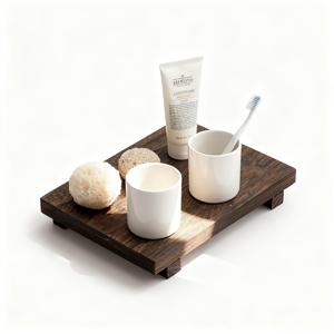 TEMU 클래식 높이 조절 나무 욕실 수납 트레이 - 개인 관리 용품, 비누 디스펜서, 목욕 스펀지 및 기타 욕실 필수품을 위한 소박한 나무 화장대 트레이