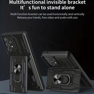 TEMU 갤럭시 S25 S24 S23 S22 울트라 A14 A32 A33 A35 A52 A53 A54 A55 A71 A73 호환 커버 + 풀 보호, 카드 슬롯 지갑 폰 케이스 + 360° 마그네틱 링 스탠드 + 마그네틱 마운트, 충격 방지 내구성 폰 케이스