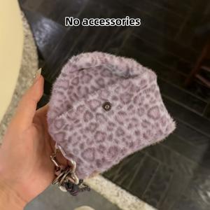 TEMU 가을 겨울 플러시 퍼플 패턴 카드백, CCD 보관백, 이어폰 지갑 휴대용 소프트 귀여운 핸드백, 립스틱 메이크업 파우치
