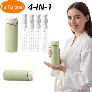 TEMU 4-in-1 여행용 디스펜서 병, 새로운 올인원 휴대용 화장품 및 샴푸 보관병, 누름식 측정 눈금, 여행 및 화장품 및 로션 정리에 이상적