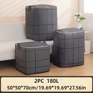 TEMU 2개 대형 헤비 듀티 이사 가방 (지퍼 포켓 및 블랙 메시 패턴) - 의류, 침구, 여행 가방에 적합한 튼튼한 접이식 수납 정리 가방 - 내구성이 뛰어난 휴대용 이사 상자 (면지 불필요) - 공간 절약형 포장 용품