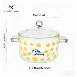 TEMU 1개 KAPLAN 투명 유리 캐서롤 뚜껑 포함 - 내열성, 화상 방지, 식기세척기 사용 가능, 전기 스토브 호환, 내구성, 다기능 냄비 (스ープ, 파스타, 면 요리 적합) - 가족 주방 필수품