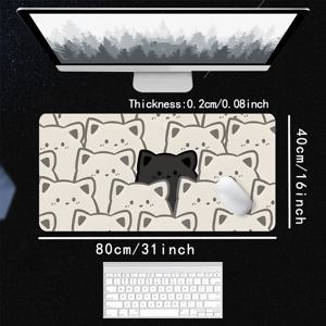 TEMU 귀여운 고양이 얼굴 마우스 패드 - 장난기 넘치는 흑백 디자인, 미끄럼 방지 대형 고무 받침대, 부드러운 표면으로 게임 및 사무실 장식에 적합합니다. 친구, 가족에게 이상적인 선물 또는 데스크 셋업을 향상시키는 데 적합합니다.