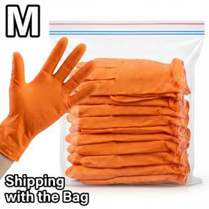 TEMU 30팩 오렌지 색상 니트릴 장갑, 전체 그립 텍스처, 통기성 가벼운 신축성 소재, 일반용 및 DIY 프로젝트용, 파우더 프리, 라텍스 프리, 일회용 안전 손가락 장갑, 가정용