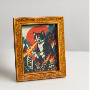 TEMU 1개 초대형 고양이 공격 나무 냉장고 자석 | 장식 그림, 검은색 및 흰색 고양이 불뿜기 도시 파괴, 홈 데코, 선물, 주방 액세서리, 완전 자석 뒷면