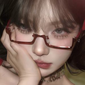 TEMU Lolita 사이버펑크 스타일을 위한 반경 안경 한 쌍. Y2K 서브컬처, 코스프레, 애니메이션 미학을 위한 소품으로 사용 가능 (렌즈 없음)