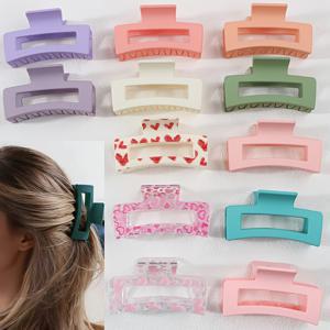TEMU 인기 있는 단색 헤어 액세서리 12개입, 여성용 대형 무광 발렌타인데이 헤어 클립 세트, 업스타일을 위한 다용도 상어 클립