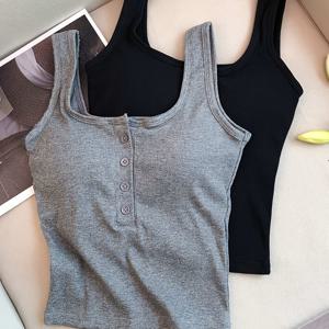 TEMU 십대용 패드형 브라 내장형 민소매 캐미솔 탱크탑 2개, 오픈백 디자인