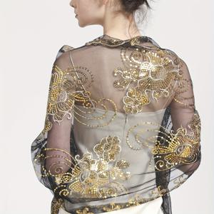 TEMU 파티용 헤비 듀티 숄 자수 스카프, 단색 레이스 핸드메이드 숄 (코바늘 비즈 및 스팽글 장식), 파티 랩 스카프, 플로럴 롱 넥 스카프, 댄스 스카프