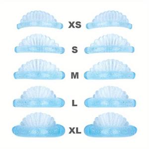 TEMU 새로운 5쌍 글리터 하늘 파란색 조개 껍데기 모양 속눈썹 연장 실리콘 패드, 매우 부드러운 속눈썹 리프트 펌 패드, 속눈썹 그라프팅 도구