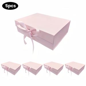 TEMU 마그네틱 선물박스 5개 세트, 접이식 선물박스, 크기 10.2 X 7.5 X 3.1인치, 리본과 뚜껑이 있는 블랙 박스, 부활절, 결혼식, 약혼, 생일, 파티 선물에 완벽