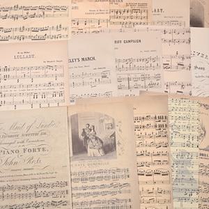 TEMU 스크랩북, 카드, 인사말 카드, 사진 및 기타 배경 장식 스티커 (접착제 없음) 및 봉투 선물 포장 용지용 빈티지 악보 패턴 종이 30매