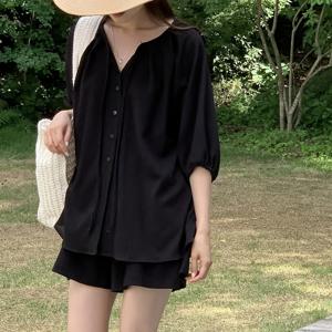 TEMU 여성용 패션 카디건과 반바지 캐주얼 세트