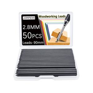 TEMU 2.8mm 대용량 교체용 심 50개, 삼색 2B 목공용 자동연필 액세서리, 깊은 구멍 표시, 건축 도면 펜 교체용 심