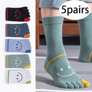 TEMU 남성용 다섯 발가락 양말 5켤레, 중족 봄/여름/가을 편안하고 내구성이 뛰어난 흡수력과 통기성을 갖춘 분리된 발가락 슈퍼 컴포트 양말 - 가벼우며 발을 건조하게 유지하며 운동선수의 발에 저항함 - 일상 착용, 체육관 및 야외 스포츠에 매우 적합