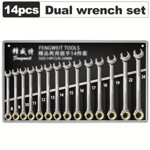 TEMU 6개/14개 세트, 6mm~32mm 래칫 렌치 조합, 메이화 오픈 엔드 이중용 산업용 퀵 익스텐션 기어 렌치 - 가정 및 자동차 수리용