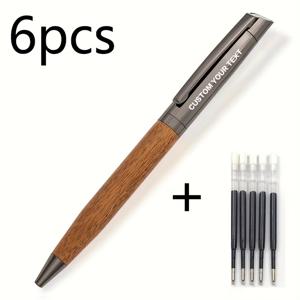 TEMU 6개입(1펜+리필 5개) 무료 레이저 각인 럭셔리 메탈펜, 사무용 문구, 비즈니스용, 부드러운 필기감, 졸업, 크리스마스, 추수감사절 선물, 밸런타인데이 선물, 고급 펜 (0.5MM: 블루/블랙/레드)