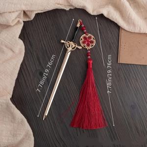 TEMU 태슬 펜던트가 달린 빈티지 검 모양 금속 책갈피 - 독자 및 사무용으로 적합한 우아한 알루미늄 합금 페이지 마커