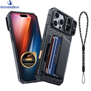 TEMU 아이폰 16 프로 맥스 케이스: 내장형 카드 홀더 (4~5장 수납 가능) | 슬라이드 렌즈 커버 & 컨트롤 캡처 버튼 | 졸업, 7월 4일, 개학, 유럽 & 미국 기념일 선물용