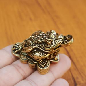 TEMU 수집용 피규어, 1개 황동 번영 돈개구리 장식, 차 애완동물, 삼족 황금 두꺼비 차 의식 데스크탑 장식