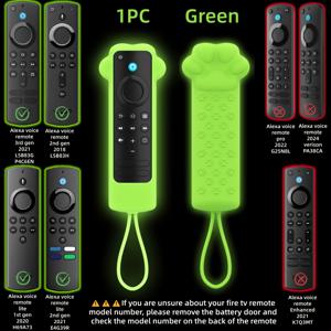 TEMU 1/2개 슈퍼아이즈 귀여운 고양이 발 실리콘 리모컨 케이스, 파이어 TV 스틱/큐브 HD/4K/맥스/알렉사 음성 리모트 1세대/2세대/3세대 L5B83H L5B83G P4C6EN용, 빛나는 디자인과 귀가 있는 컬러풀 네온 그린/블루/핑크/퍼플, 버튼 컷아웃이 있는 내구성 있는 보호 커버