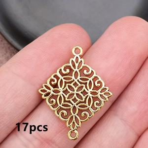 TEMU 17개 중공 로마스 꽃 참 커넥터 펜던트, 스타일 주얼리 액세서리, 수제 DIY 쥬얼리 만들기 팔찌, 목걸이, 귀걸이 액세서리 22*28mm