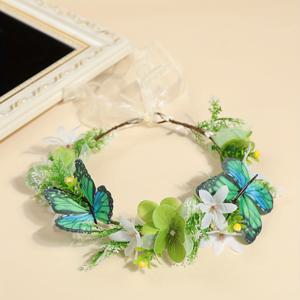 TEMU 세련된 새로운 인공 식물 꽃 나비 숲 테마 사진 촬영 장식 화환 1개