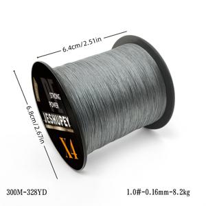 TEMU 4합 그레이 PE 낚싯줄, 300/500M로 제공, 부드럽고 유연함, 보트 낚시 및 바다 낚시에 적합, 12/18/27/37/41/50/65LB의 강력한 인장 강도 옵션 제공, 낚시 애호가를 위한 인기 제품