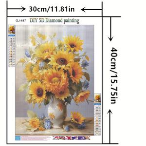 TEMU 1개 DIY 페인팅 풀 드릴 꽃 홈 데코 만들기 30*40cm/15.75*11.81인치