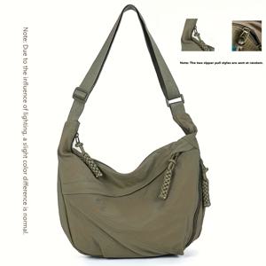 TEMU 우아한 여성용 나일론 크로스백 1개 - 경량 숄더백, 대용량, 조절 가능한 어깨 스트랩, 지퍼 잠금, 술 장식 디테일, 일상용, 어반 스타일, 신학기 시나리오에 이상적