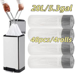 TEMU 20리터/5.3갤런 쓰레기 봉투 (50x55cm) 2/3/4롤/24/36/48개입. 손잡이 있는 헤비듀티 끈끈이 쓰레기 봉투, 찢어짐 방지 주방/욕실/야외용 쓰레기 봉투, 크리스마스 청소에 필수적이며 완벽한 크리스마스 선물