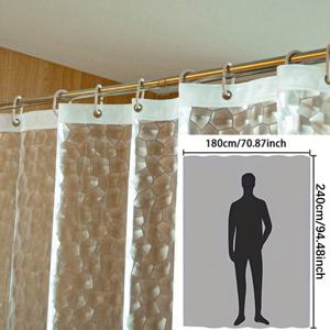 TEMU 1개 기하학적 디자인 샤워 커튼, 투명한 물 큐브 패턴, 욕실 장식에 이상적. 고품질, 두꺼운 EVA 소재로 제작되었으며 샤워 룸, 목욕탕, 호텔 기숙사 칸막이에 적합합니다.