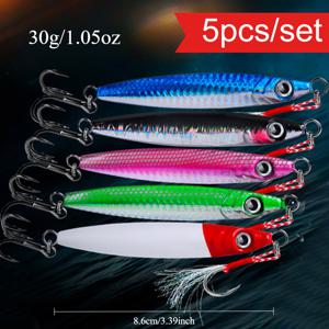 TEMU Avlcoaky 낚시용 지그 5개/세트 8.6cm/30g 캐스팅 지그 바닷물 지깅 루어