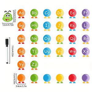 TEMU 33개 카테리퍼 알파벳 카드, 양면 대소문자, 글쓰기용 빈칸, 교실 교육 도구